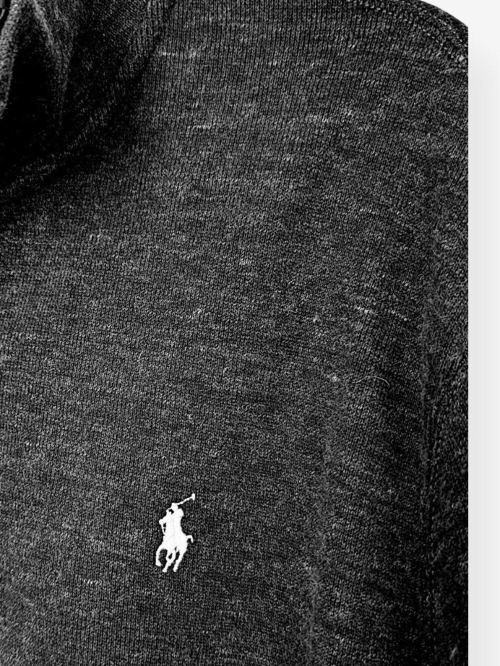 Polo Ralph Lauren estate rib quarter zip heather black minimalist sweater M's XL - Picture 8 of 11